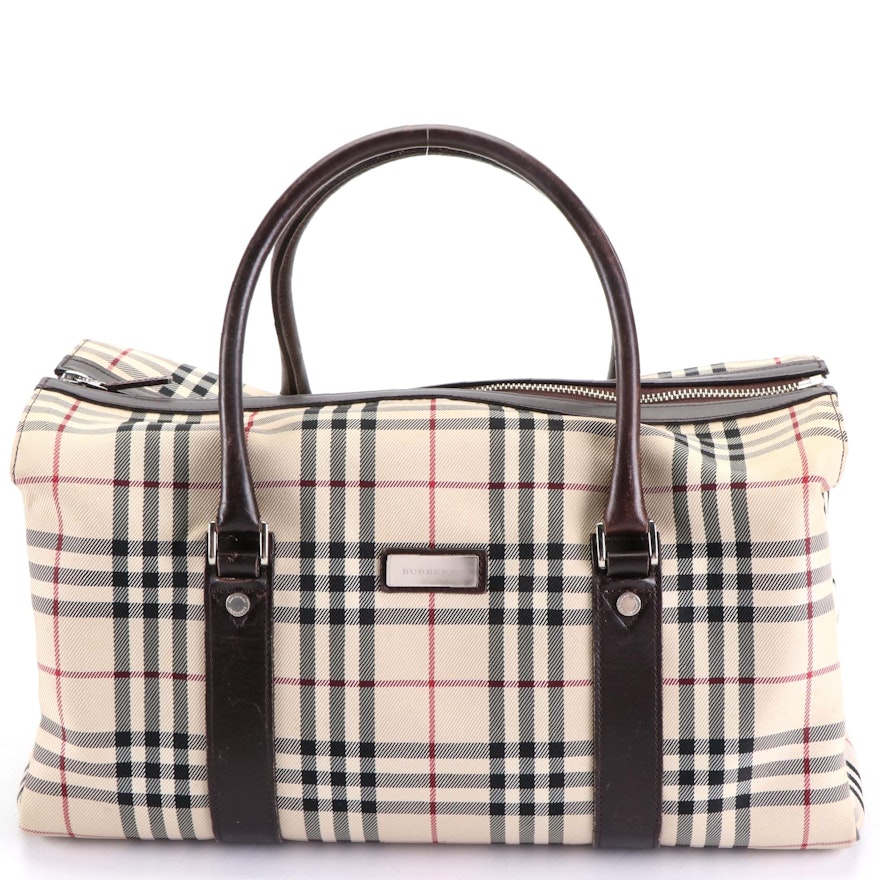 Burberry House Check Canvas and Leather Convertible Bag