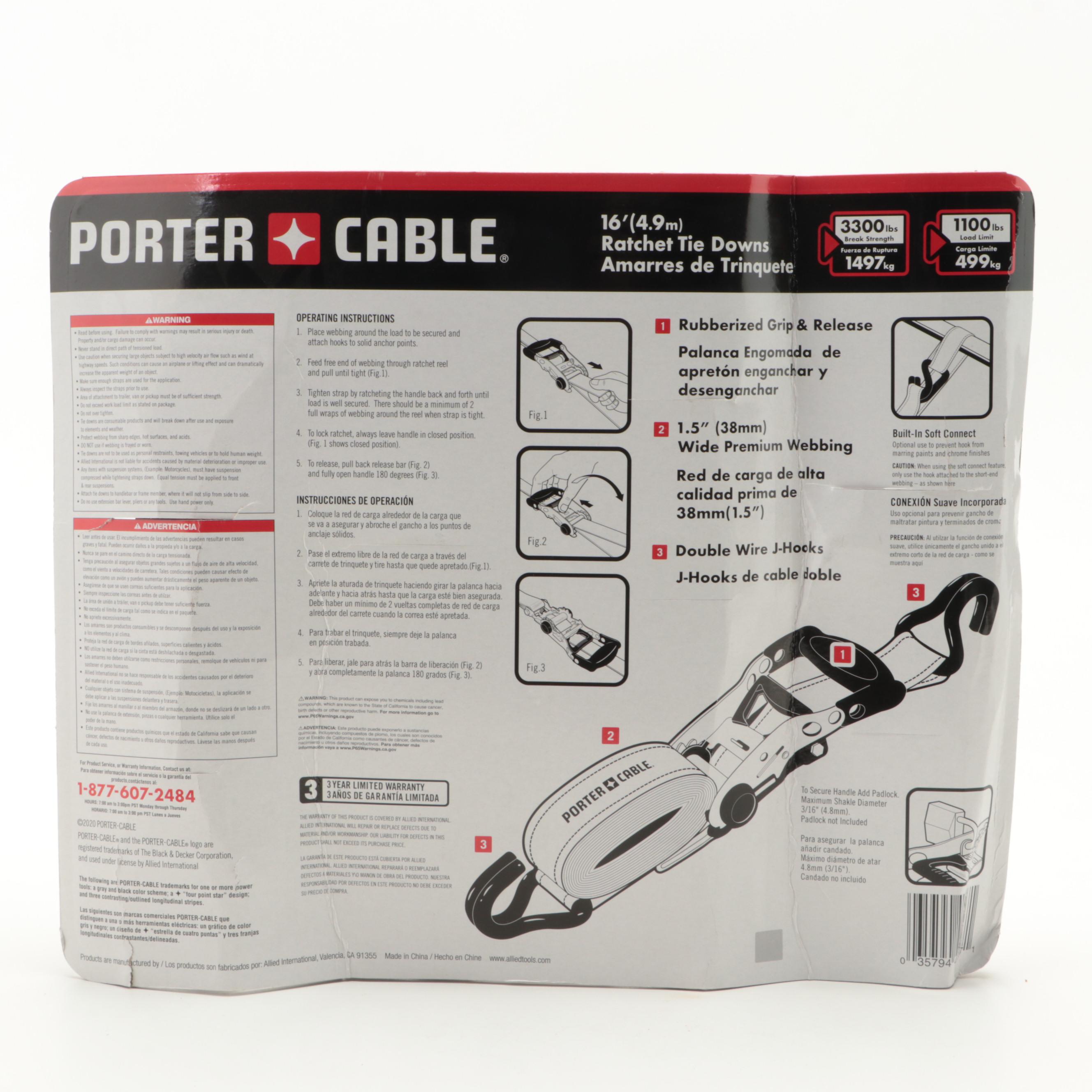 PorterCable 16' Ratchet Tie Downs EBTH