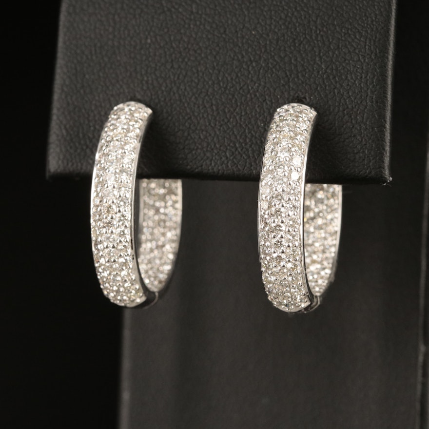 14K 2.55 CTW Diamond Inside-Out Oval Hoop Earrings