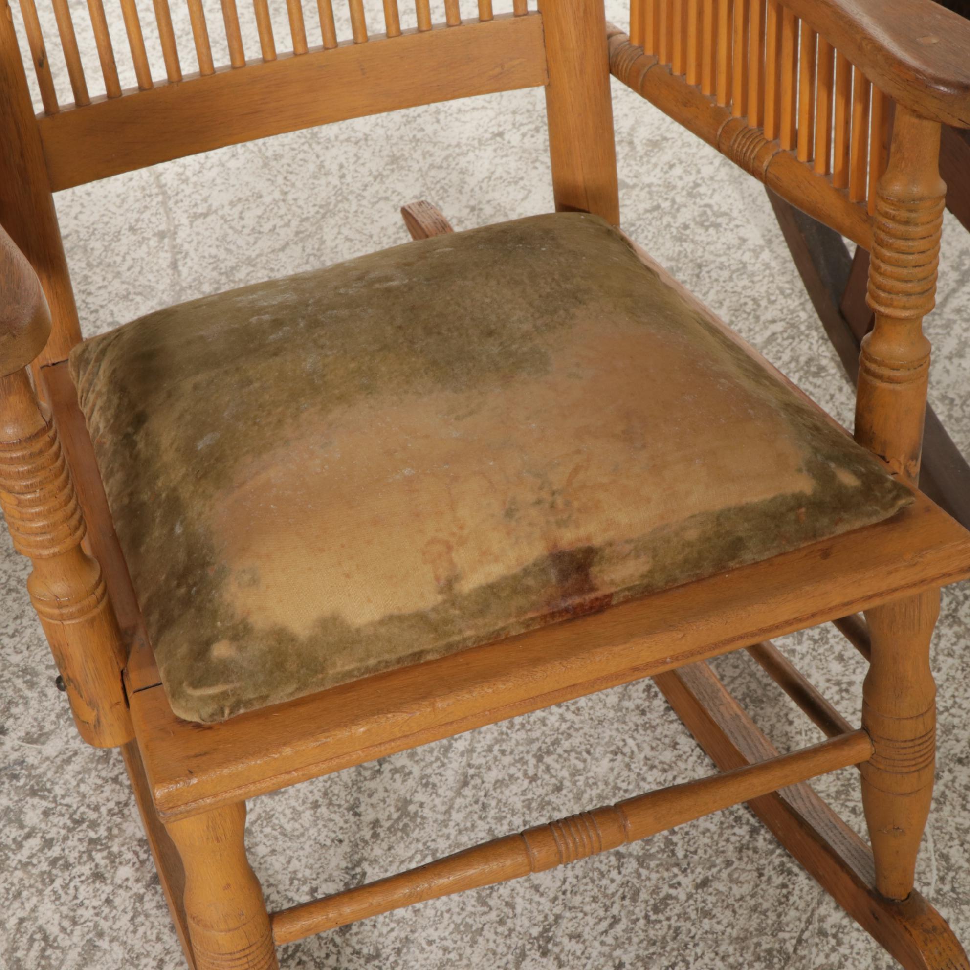 Pair of Cambridge Pressed-Back Oak Chairs with Two Rocking Chairs ...
