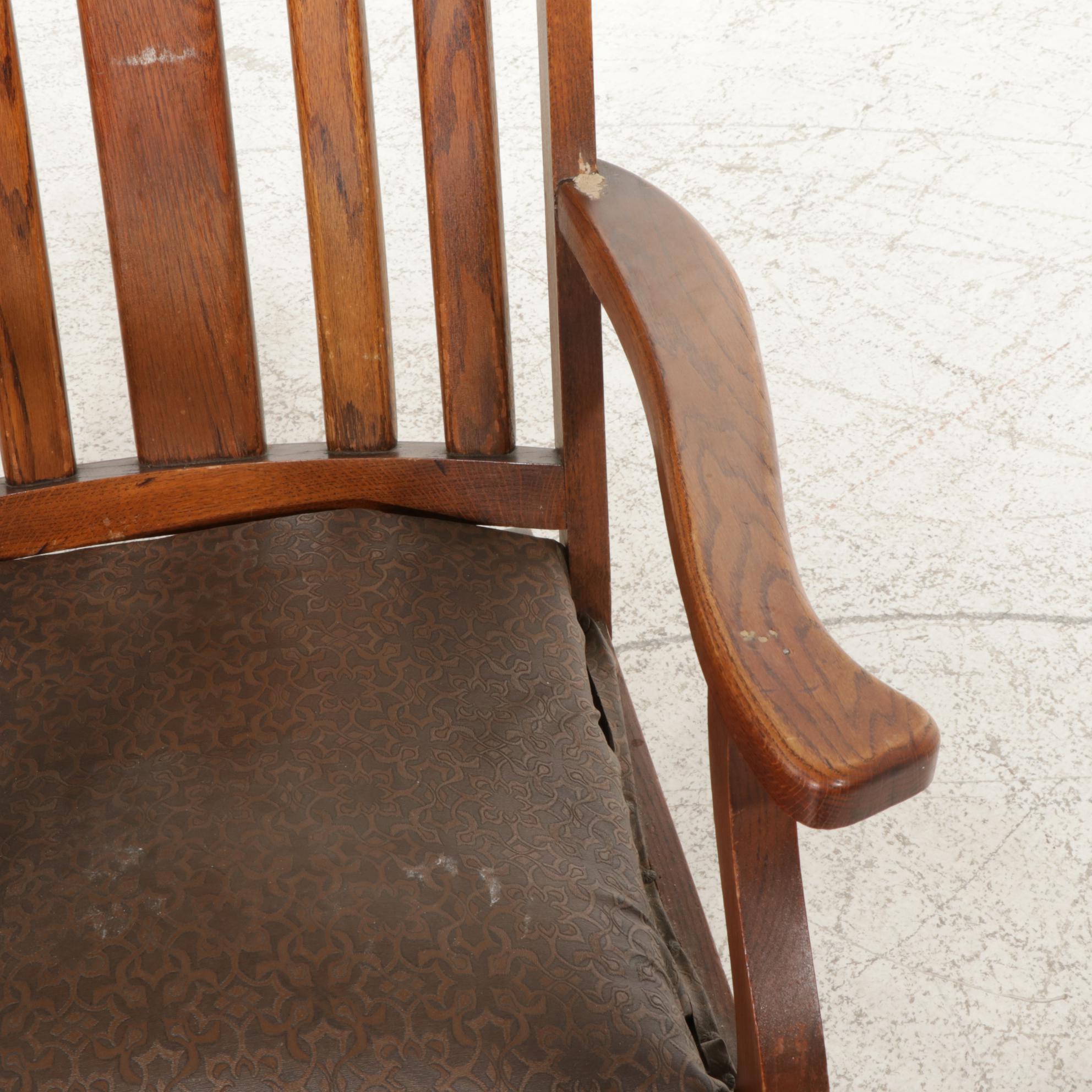 Pair of Cambridge Pressed-Back Oak Chairs with Two Rocking Chairs ...