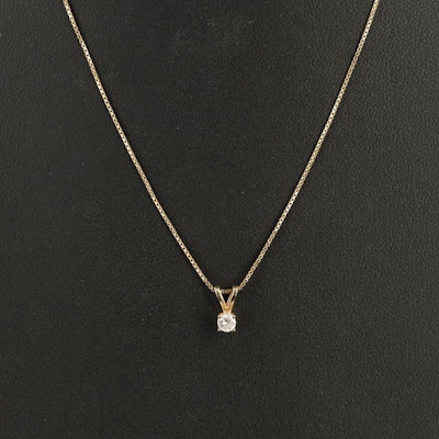 Italian 14K 0.09 CT Diamond Solitaire Pendant Necklace