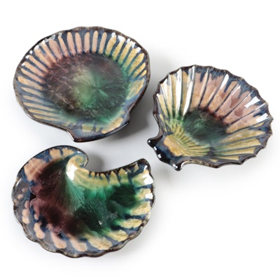 Edgewood Potteries Crystalline Glazed Shell Shaped Dishes