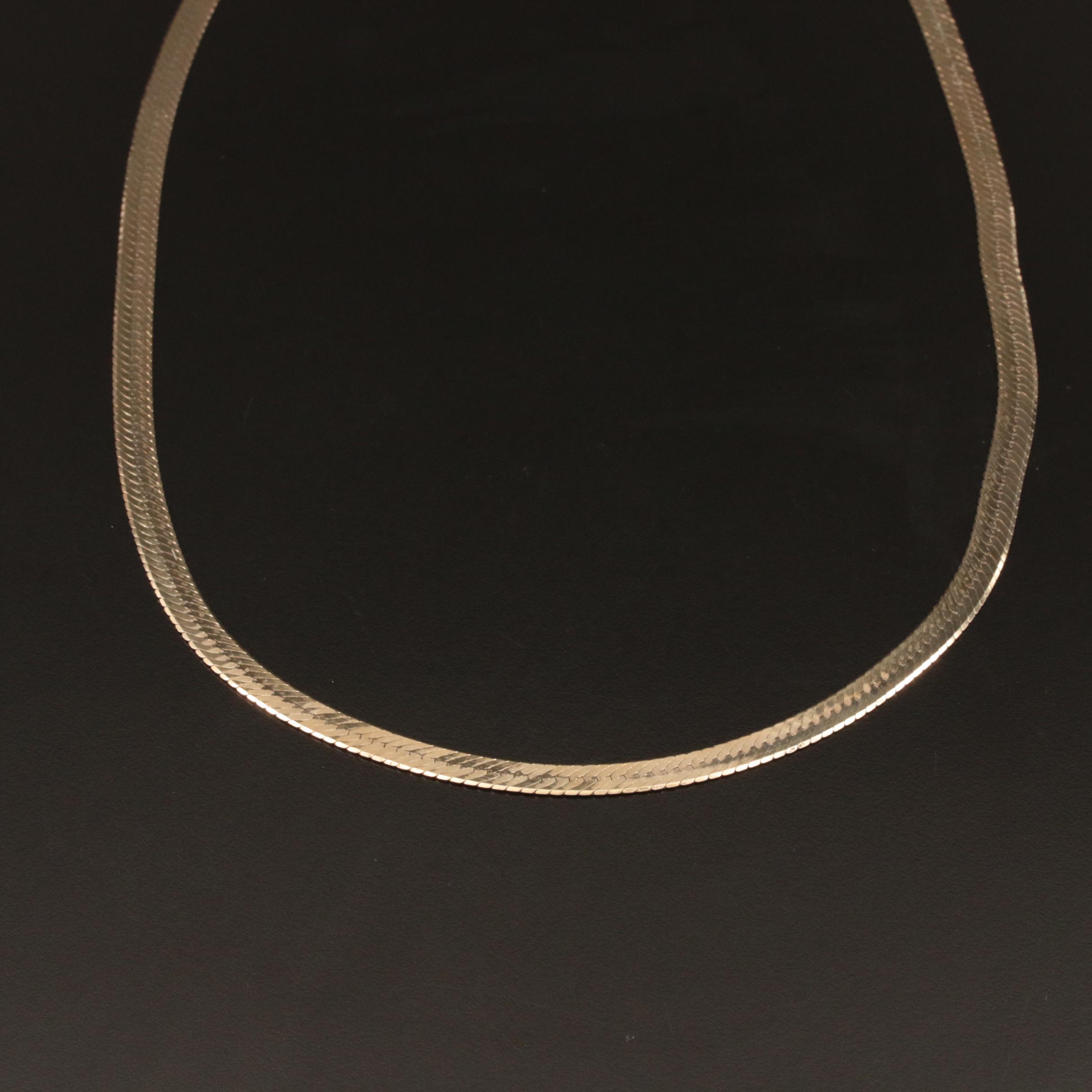 Sterling Herringbone Chain Necklace EBTH