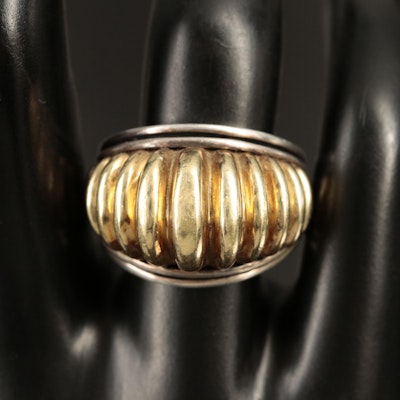 Lagos Caviar Sterling Fluted Ring with 18K Accents