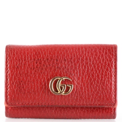 Gucci GG Marmont 6-Ring Key Case in Red Pebbled Leather