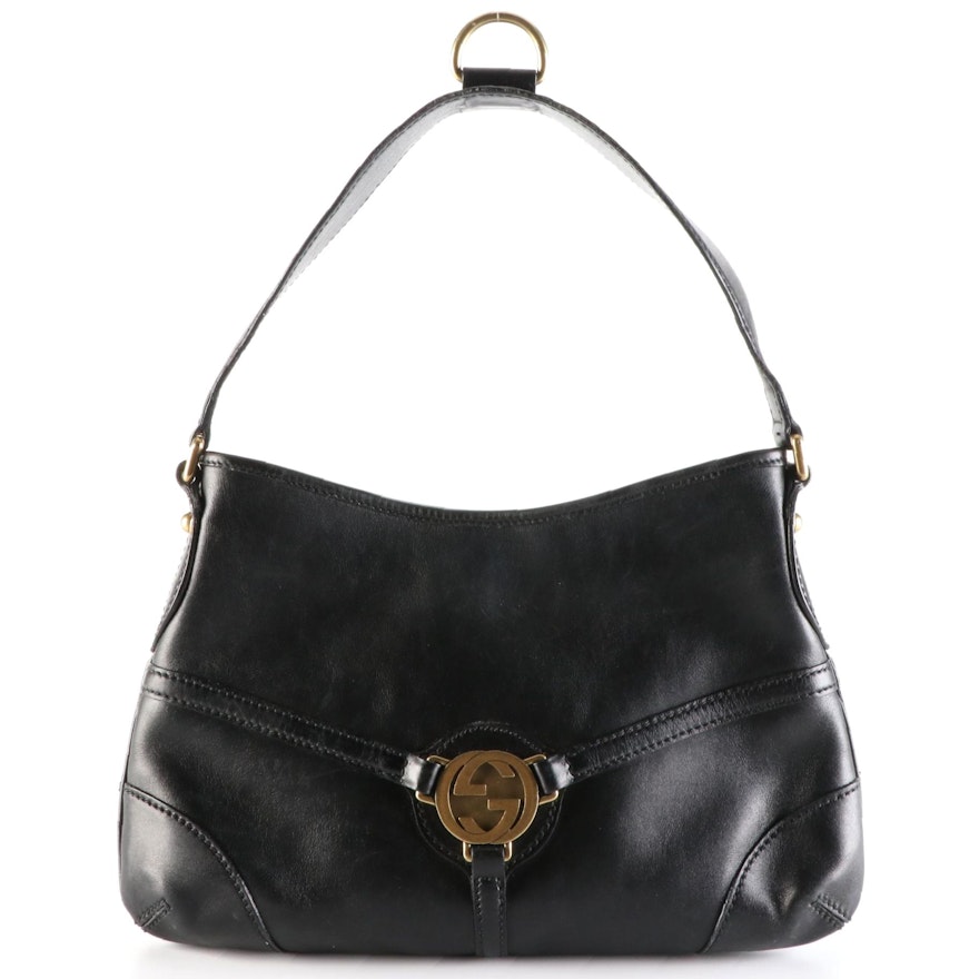 Gucci Reins Small Hobo Bag in Black Leather