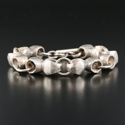 Studio Made Fine Silver Textured Link Bracelet