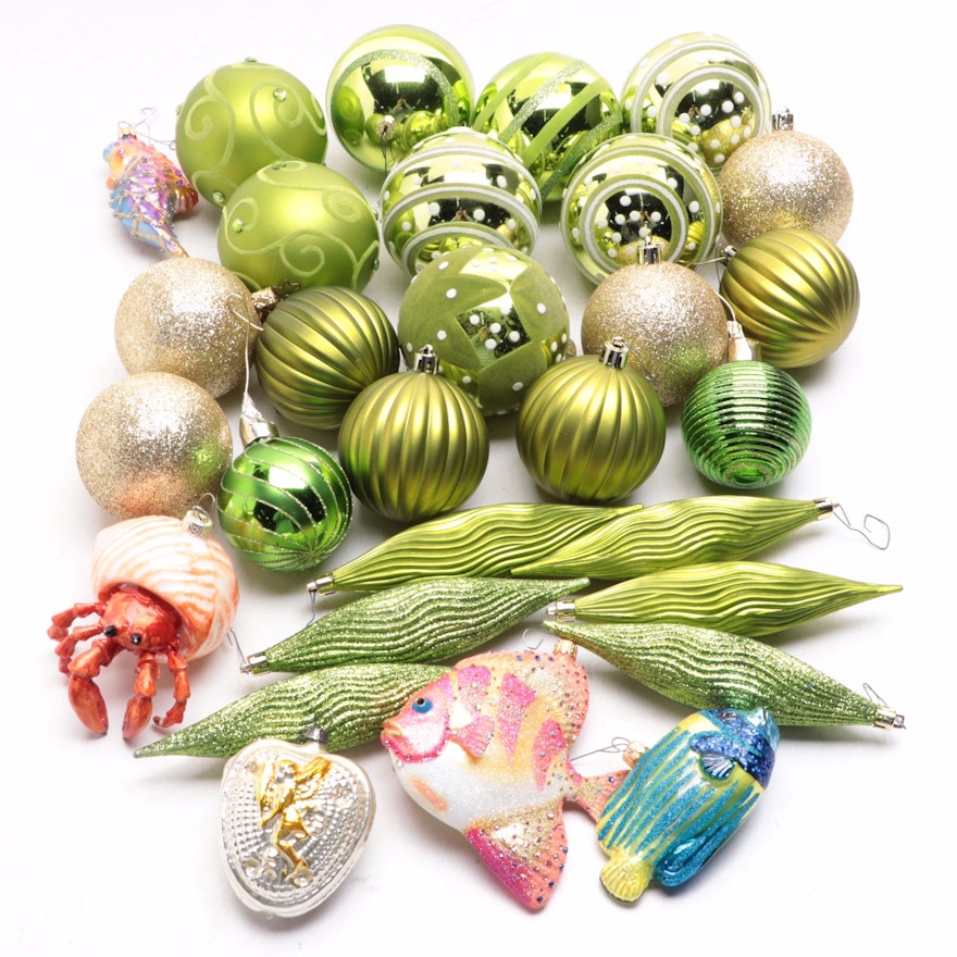 Glass Christmas Ornament Collection with Maritime Ornaments
