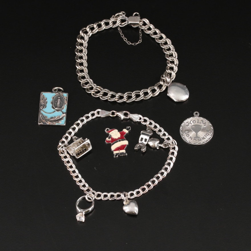 Sterling Charm Bracelets Including Cubic Zirconia and Enamel Accents