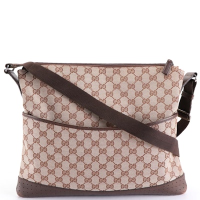 Gucci GG Canvas and Leather Flat Crossbody Bag
