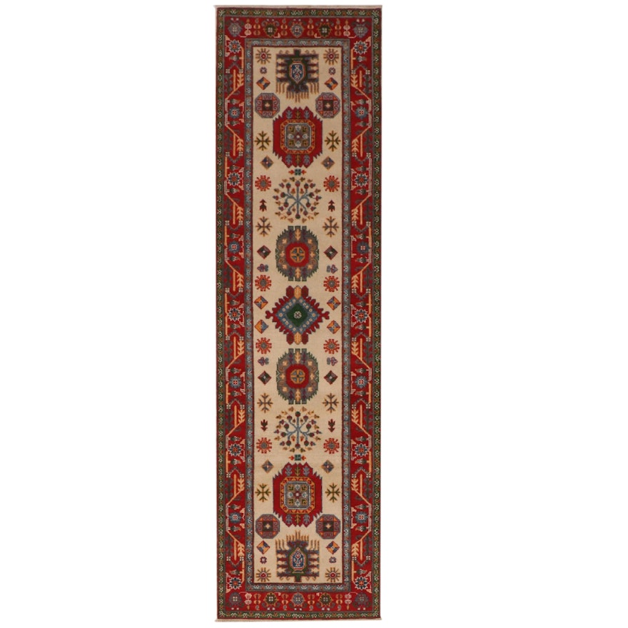 2'9 x 9'9 Hand-Knotted Pakistani Kazak Carpet Runner