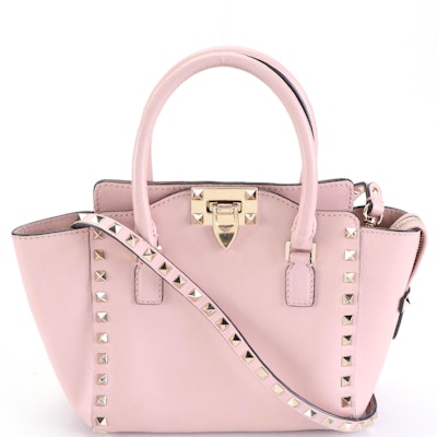 Valentino Rockstud Rigid Leather Two-Way Tote in Leather
