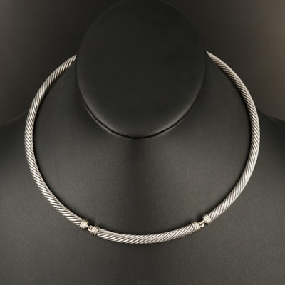 David Yurman Sterling Metro Cable Collar with 14K Accents