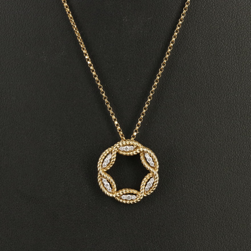 Italian Roberto Coin "Barocco" 0.12 CTW Diamond Pendant Necklace