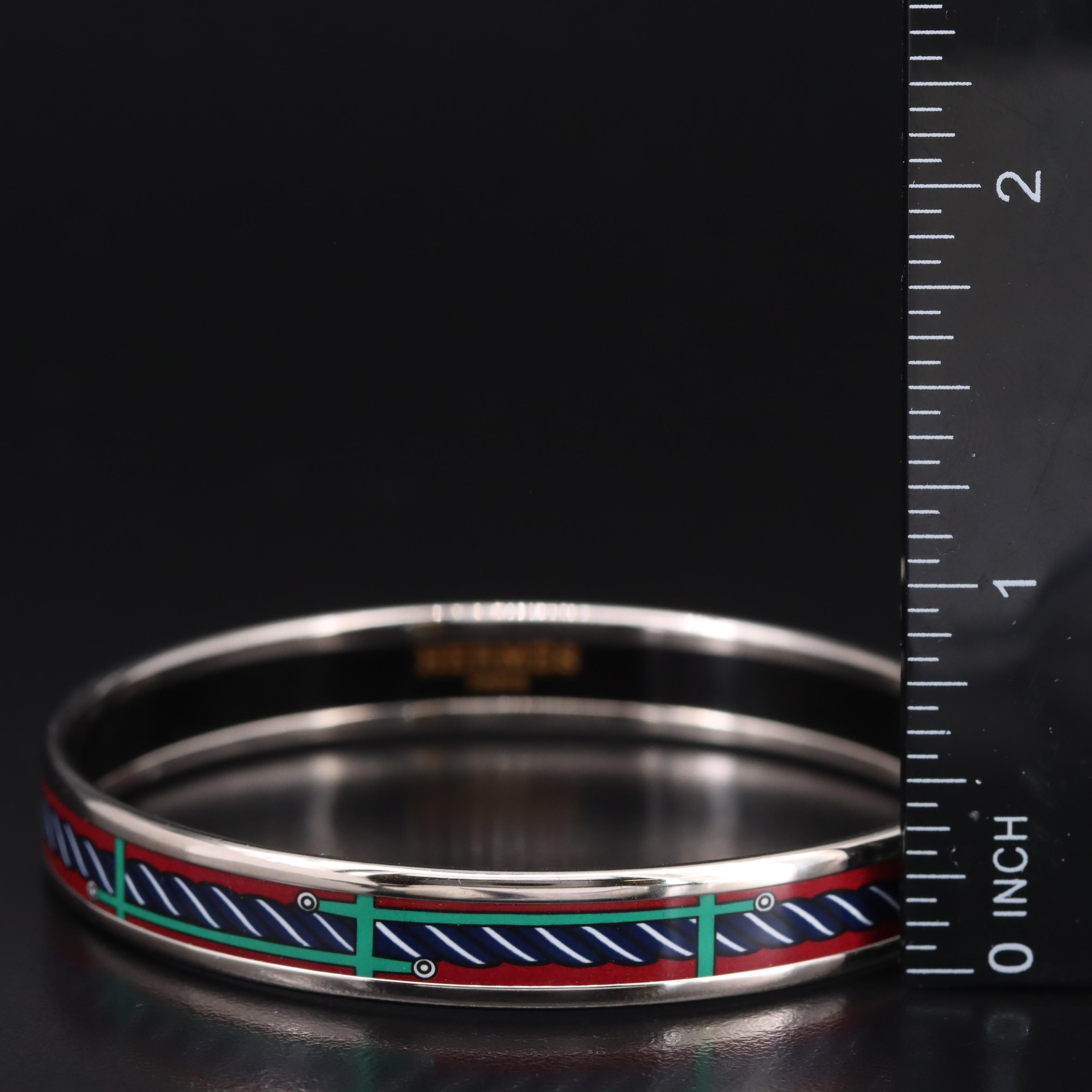 Hermès Narrow Enamel Bracelet in Navy Rope Pattern EBTH