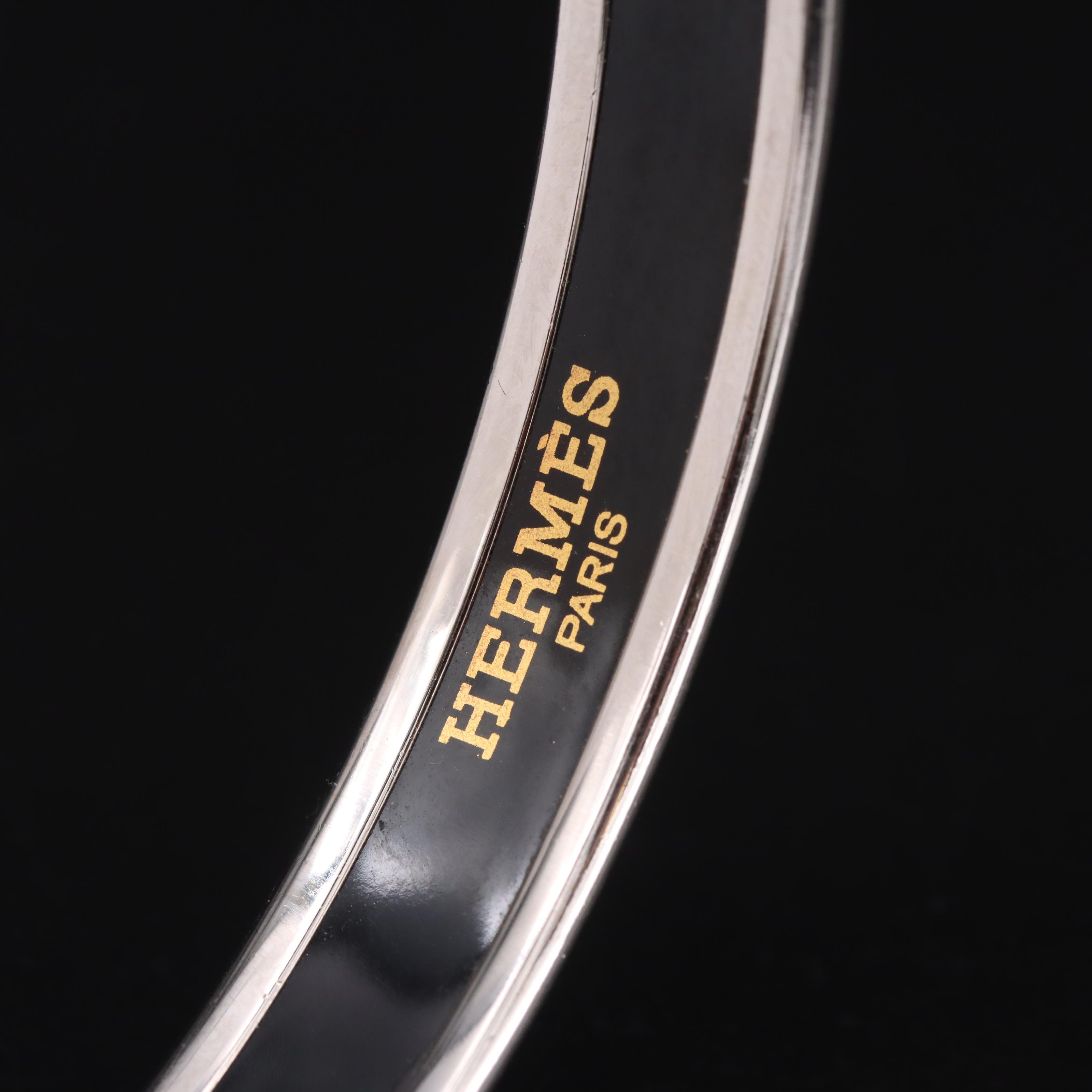 Hermès Narrow Enamel Bracelet in Navy Rope Pattern EBTH