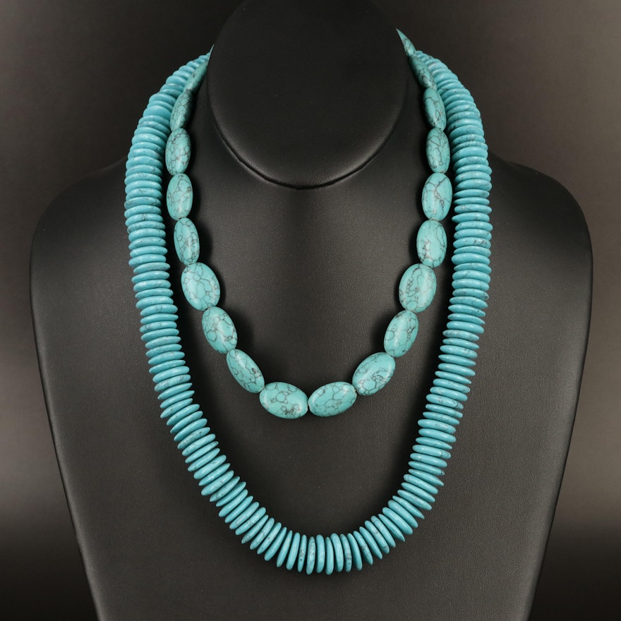 Faux Turquoise Necklaces Including Sterling and Museum of Modern Arts