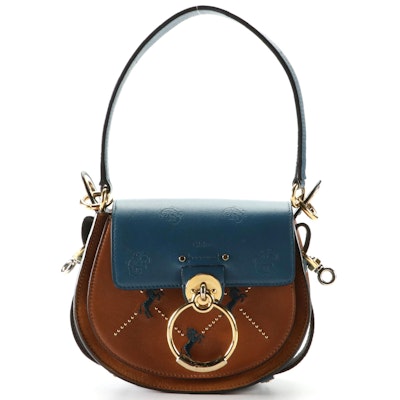 Chloé Small Tess Bag in Leather with Studs and Embroidered Horses