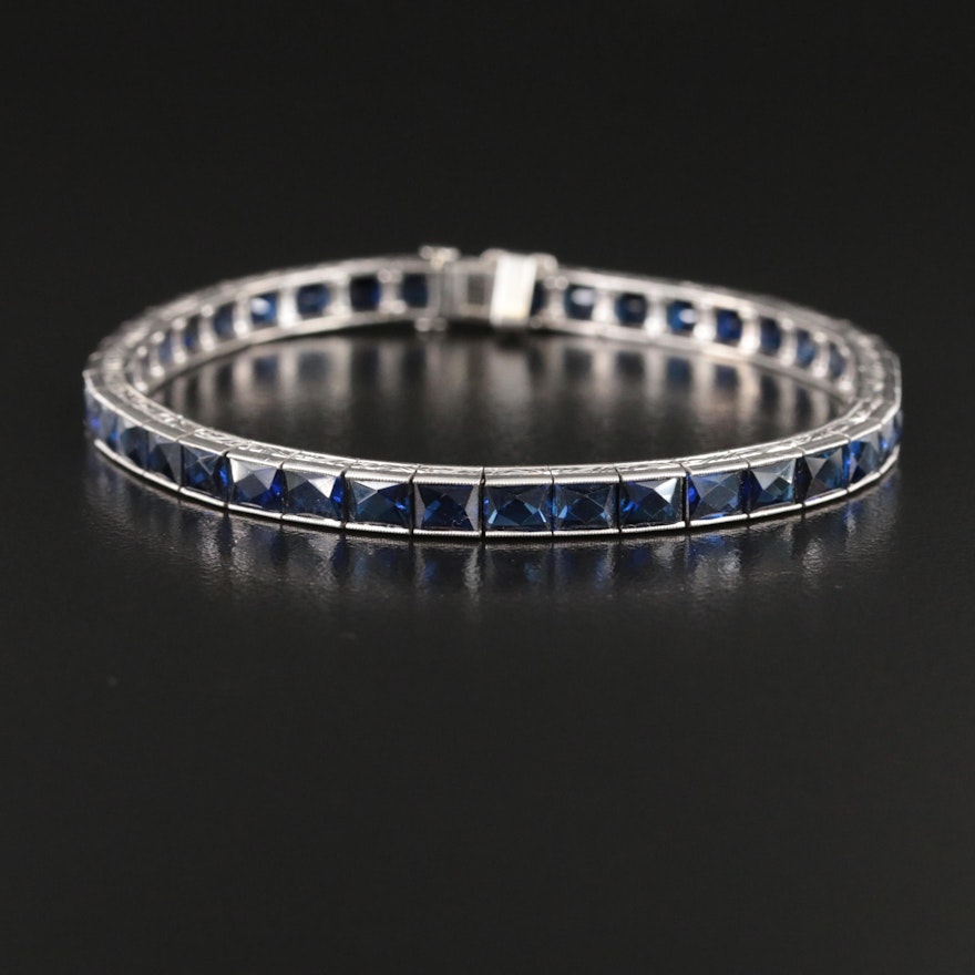 Art Deco Platinum Sapphire Bracelet
