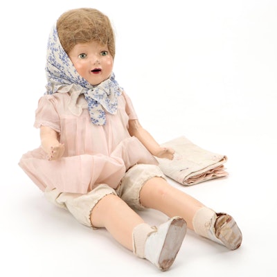 Composition Sleep Eye Child Doll, Mid- 20th Century
