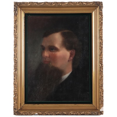 Three-Quarter Portrait Oil Painting of a Gentleman, Late 19th Century