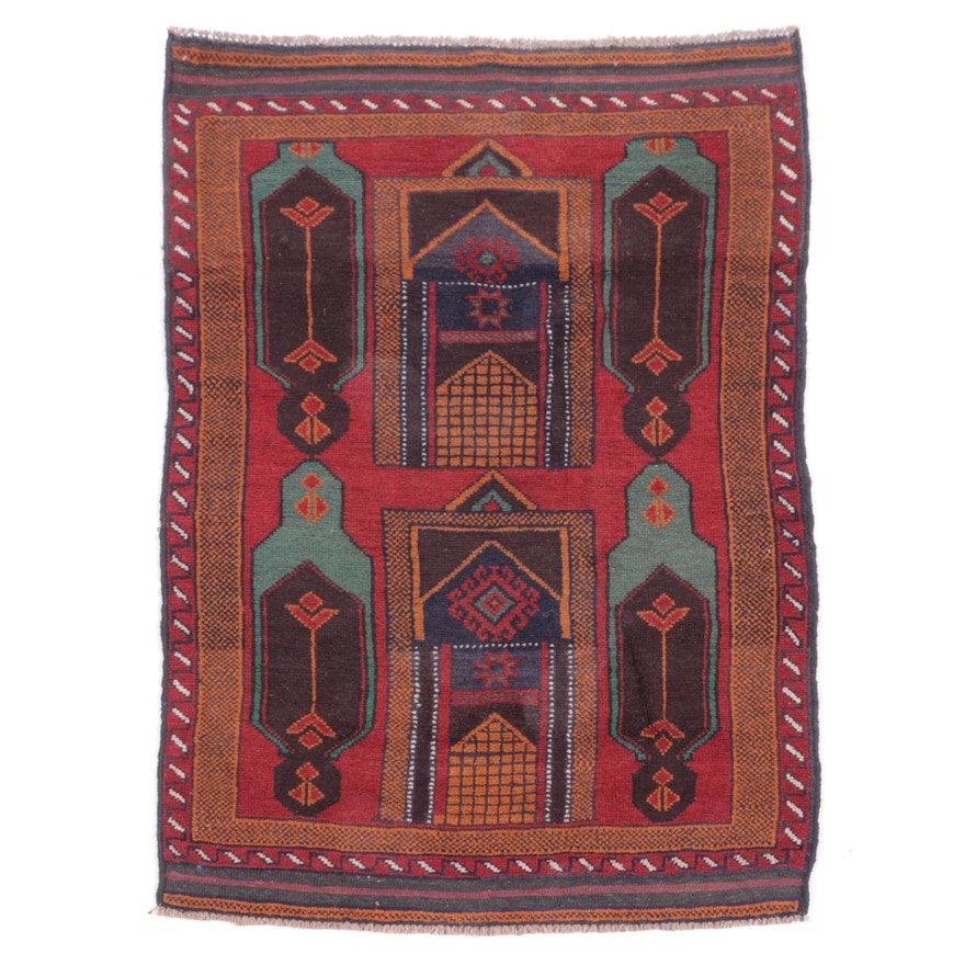 2'11 x 4'7 Hand-Knotted Afghan Baluch Accent Rug