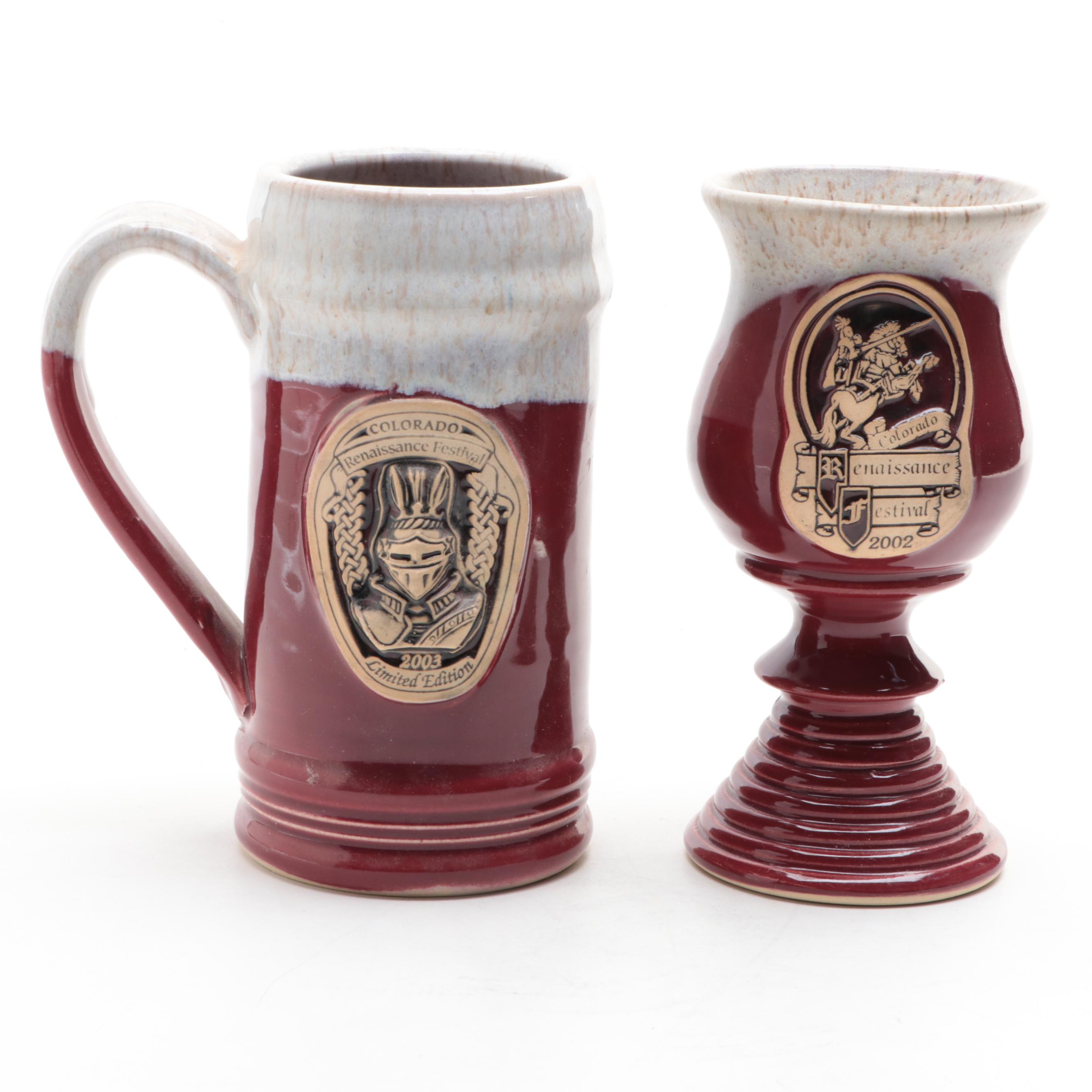Colorado Renaissance Festival Earthenware Beer Mugs and Chalice EBTH