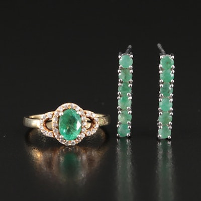 Sterling Emerald and Topaz Ring and Earrings