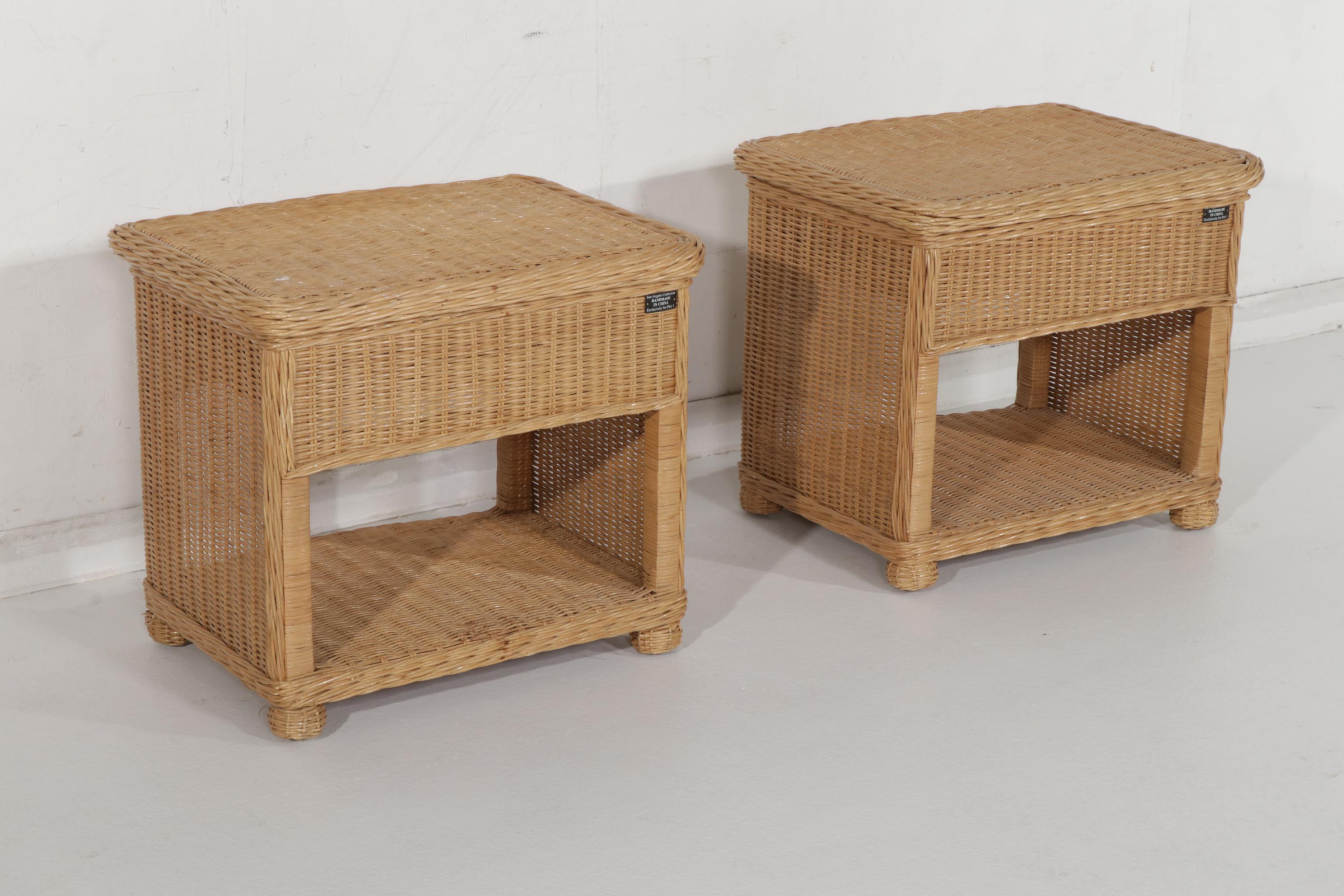 Pier 1 "San Angelo" Wicker Nightstands and Headboard with 8Basket