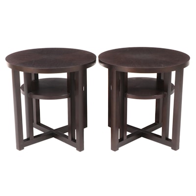 Pair of Bolier & Company Modernist Style Hardwood-Veneered Side Tables
