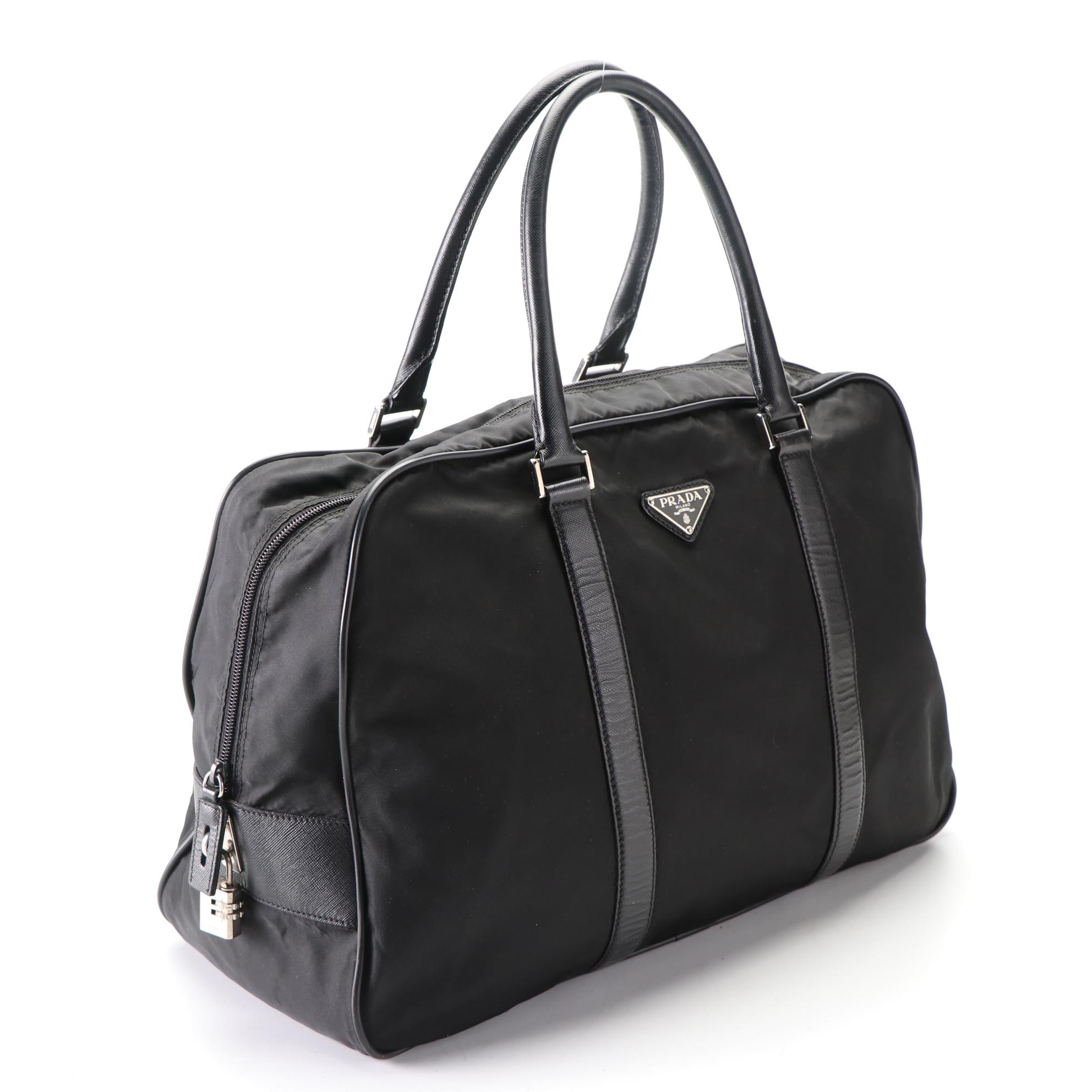 Prada Locking Duffle Bag in Nylon with Saffiano Leather Trim EBTH