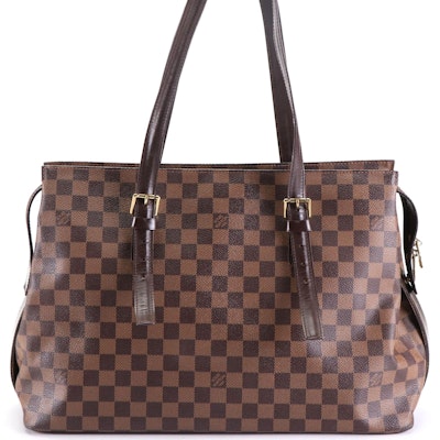 Louis Vuitton Chelsea Tote in Damier Ebene Canvas and Dark Brown Leather