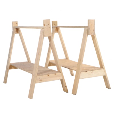 Two Pine and Plywood Custom-Made Saddle Stands