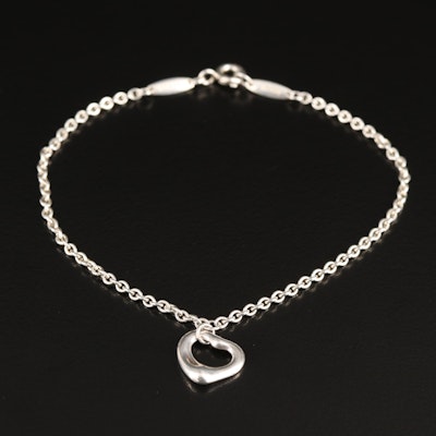 Tiffany & Co. Sterling Open Heart Charm Bracelet