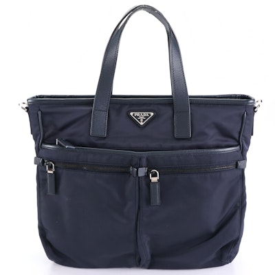 Prada Two-Way Tote Bag in Tessuto Nylon and Saffiano Leather
