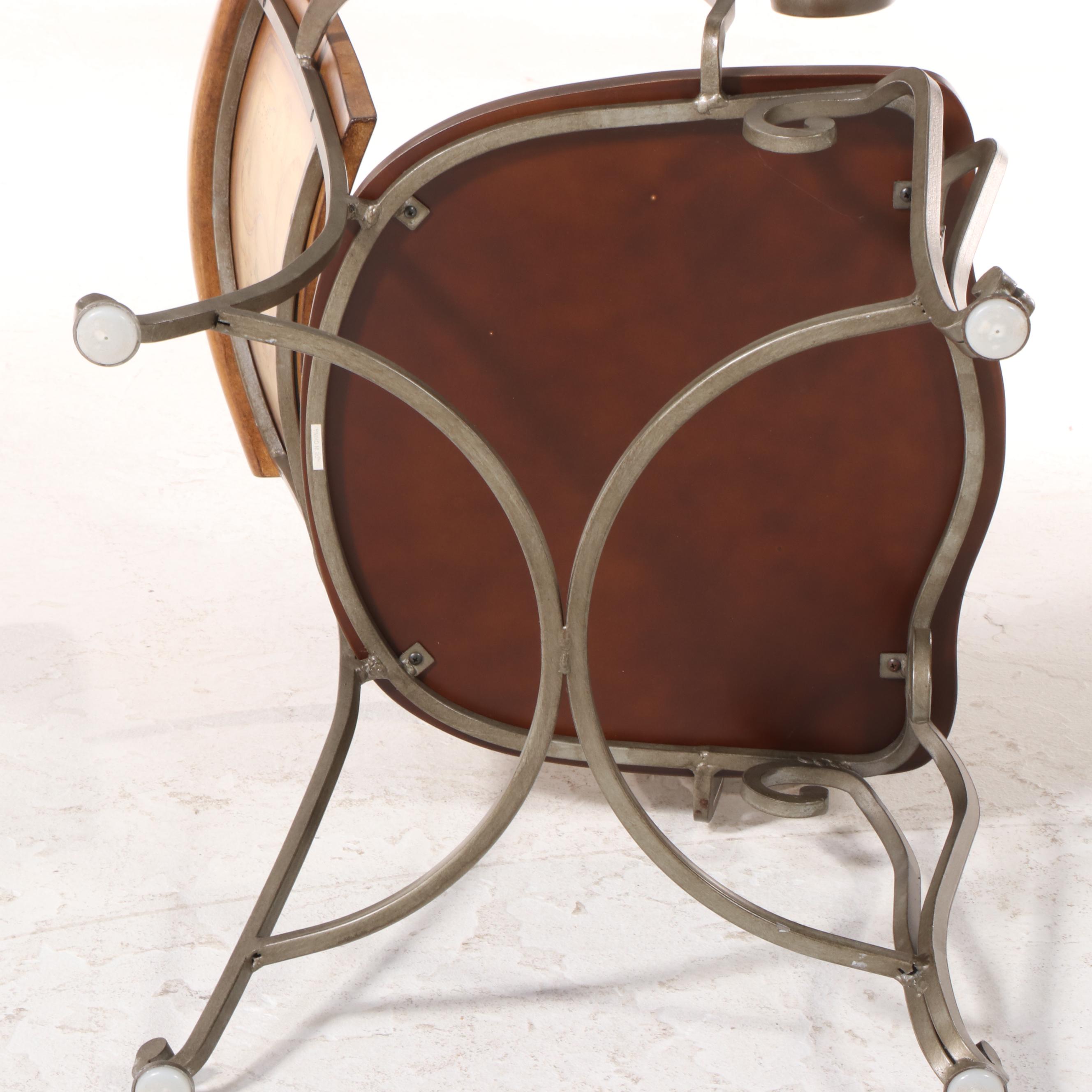 Four French Provincial Style PaintDecorated Wood and Iron Dining