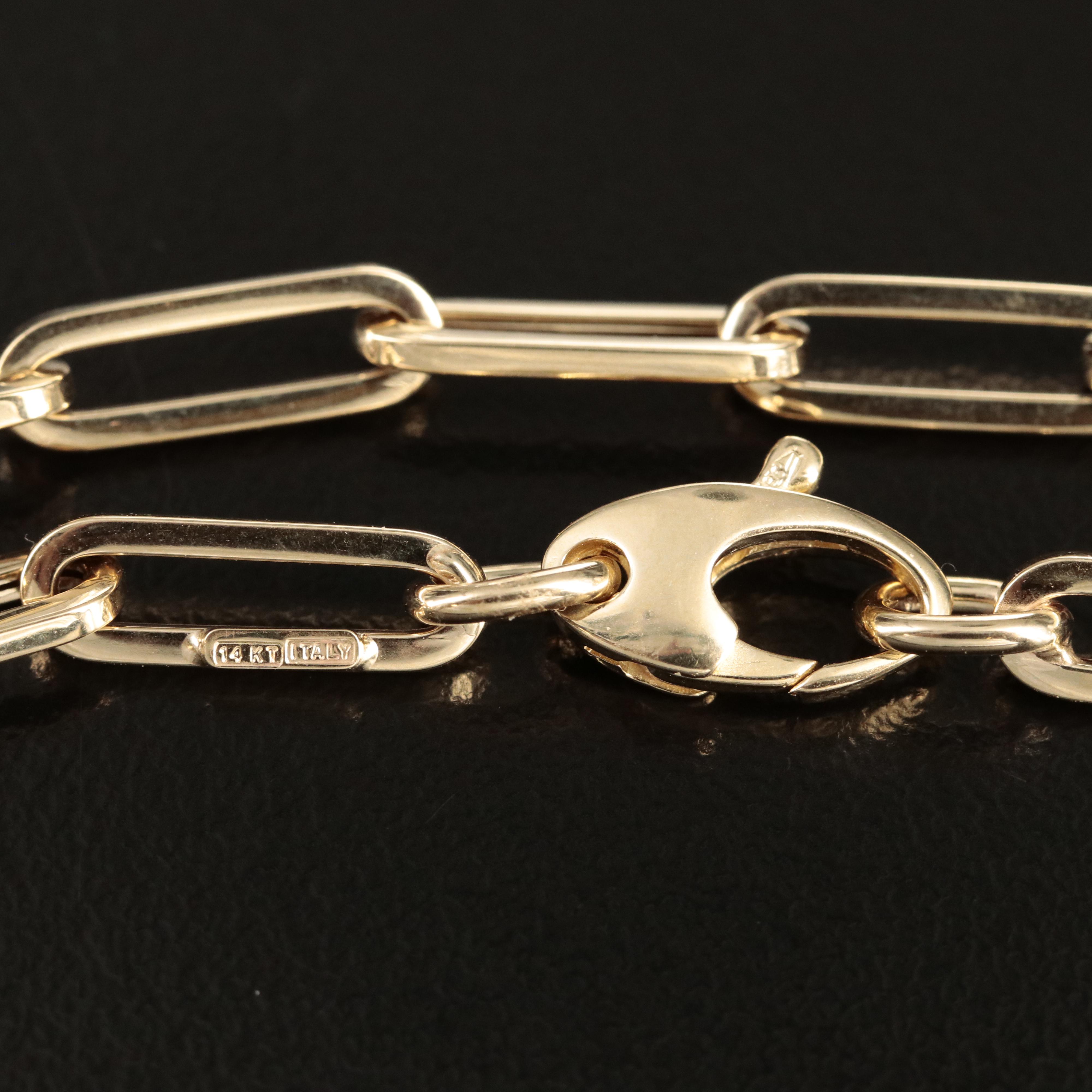Italian 14K Paper Clip Chain Necklace EBTH