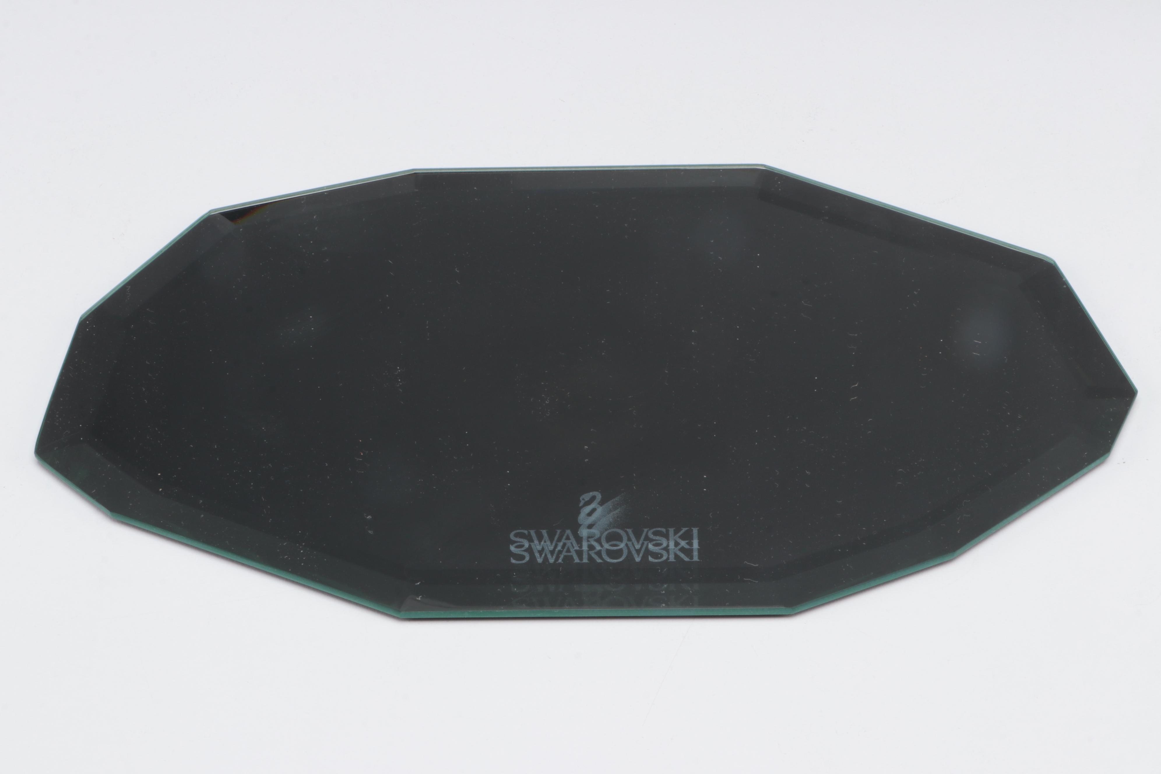 Swarovski Crystal "Blue Flower" Candle Holders and Lidded Jewel Box with Mirror EBTH