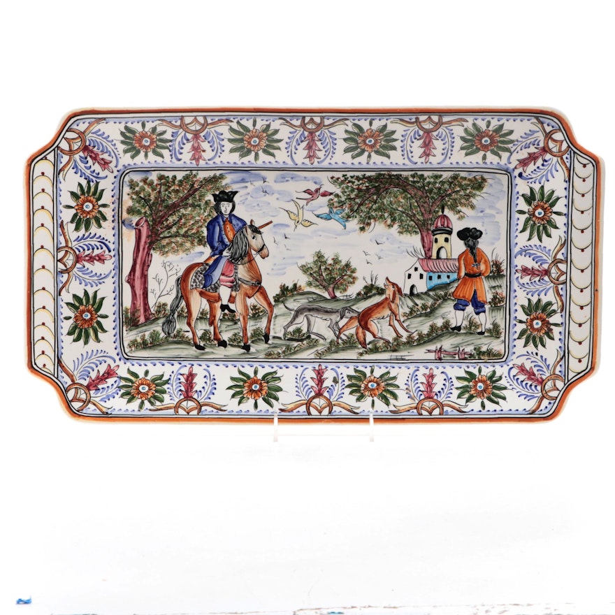 Portuguese Faïence Hand-Painted Tray