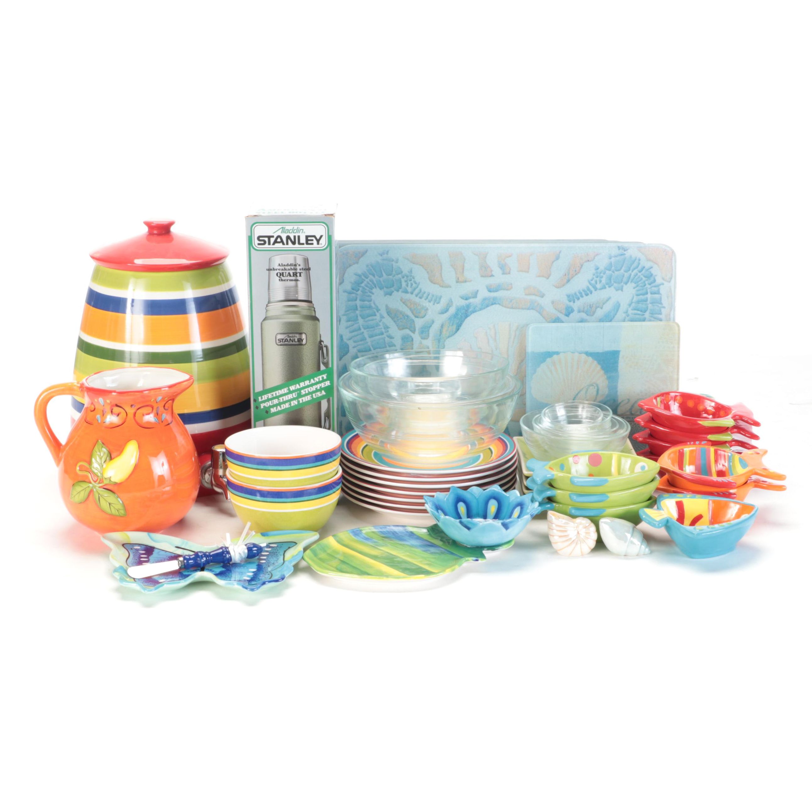 Pier 1 Imports Dishes with Stanley Thermos and Other Tableware EBTH
