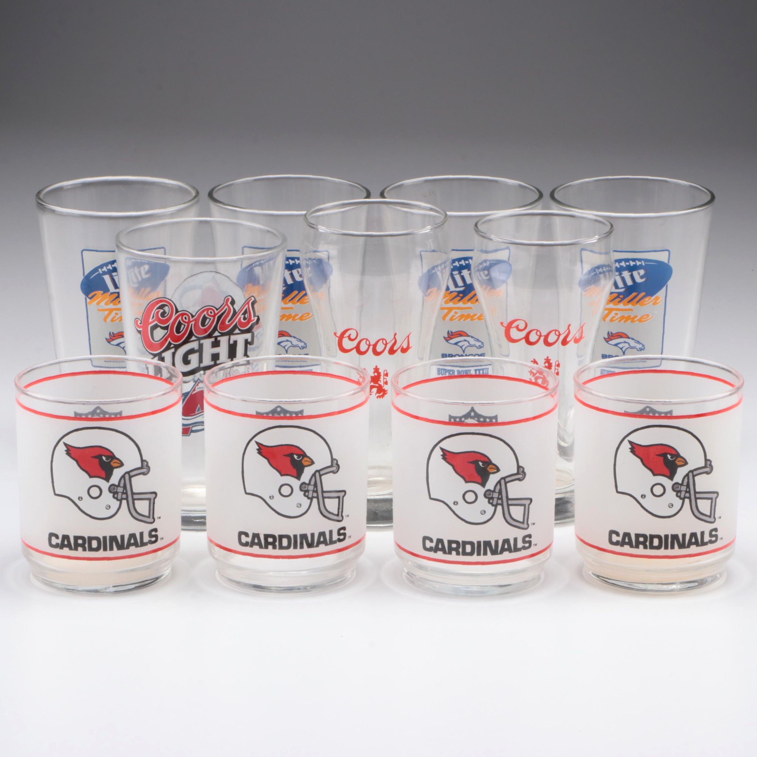 Libbey Miller Lite, Coors with Other Football Pint and Cocktail Glasses