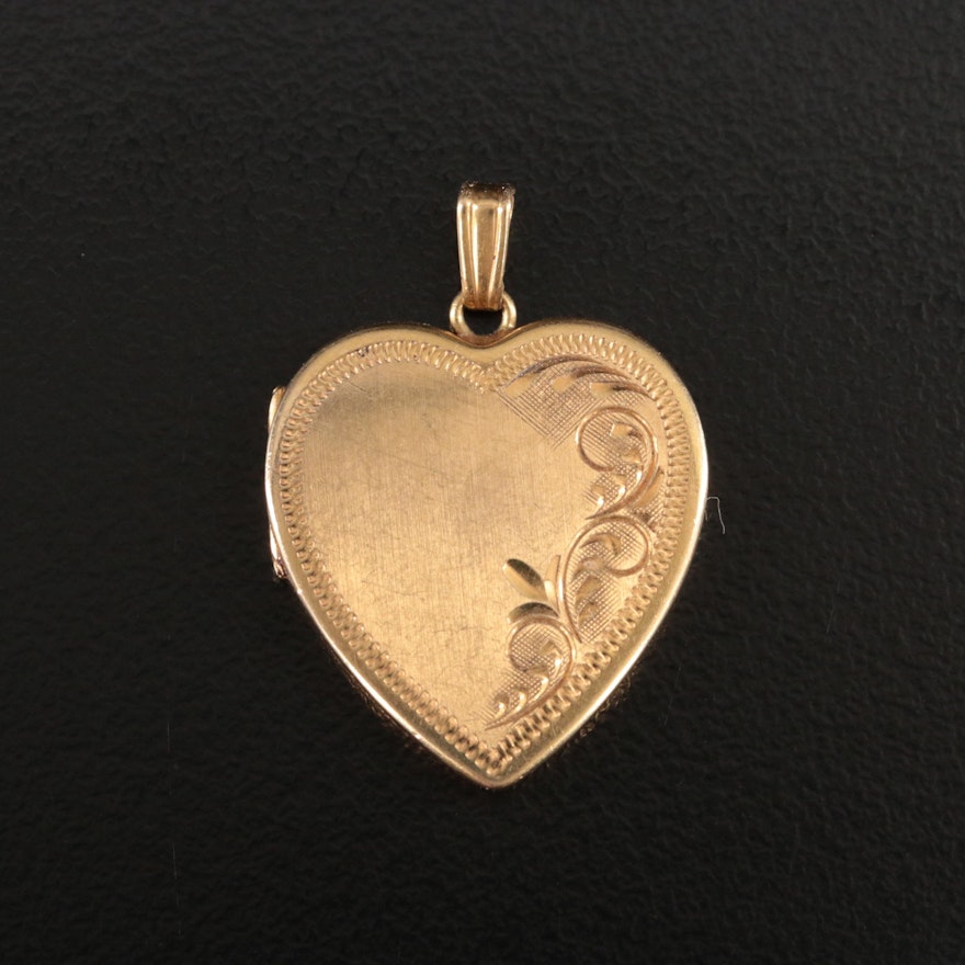 Vintage 14K Engraved Heart Locket