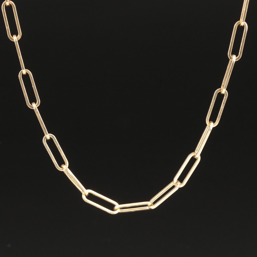 14K Paper Clip Cable Chain Necklace