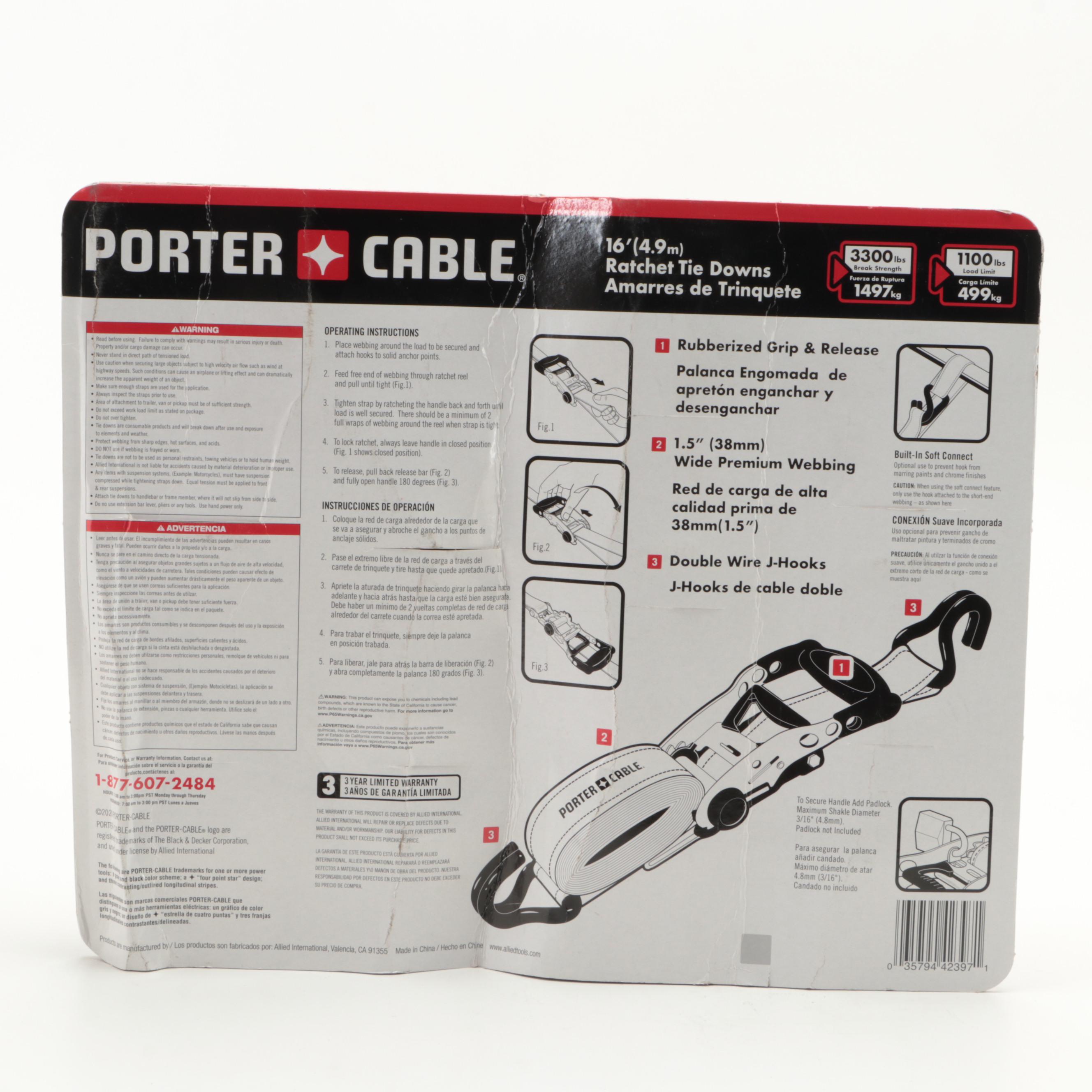 PorterCable 16' Ratchet Tie Down Sets EBTH