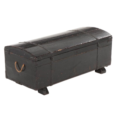 American Primitive Iron-Mounted and Painted Pine Chest, Mid to Late 19th Century