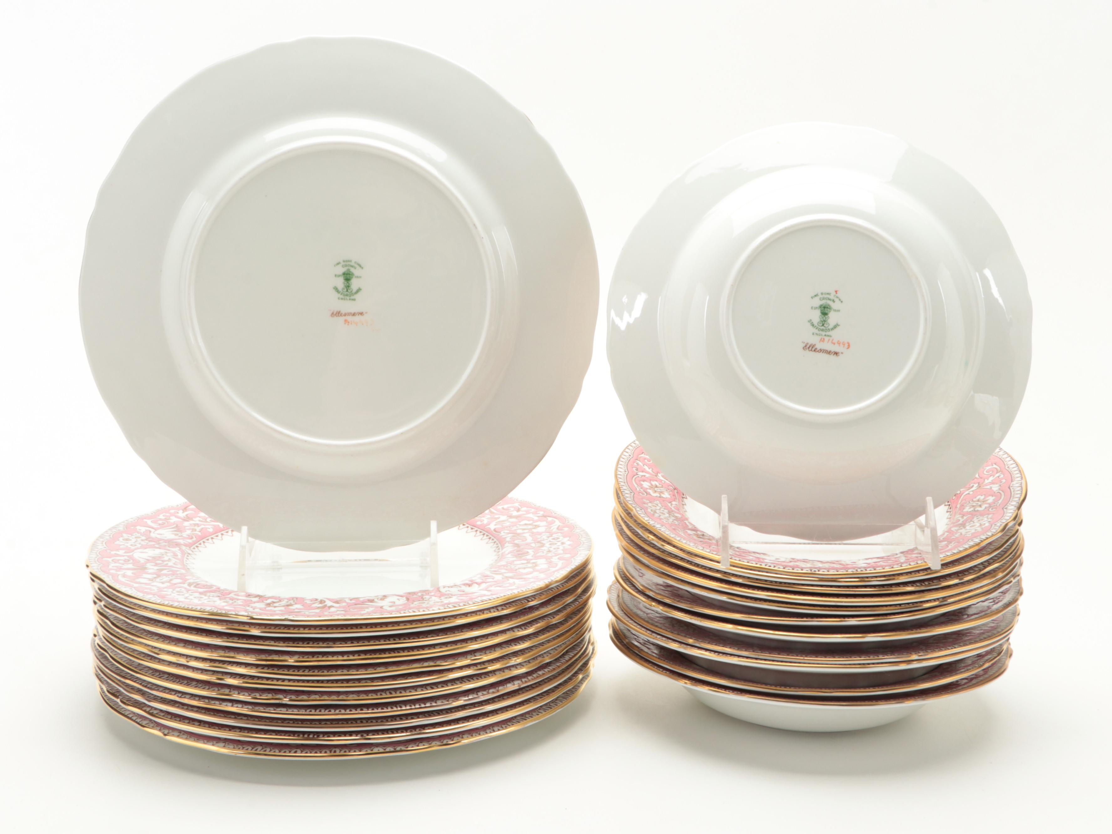 Crown Staffordshire "Ellesmere Pink" Bone China Dinnerware, 19771979