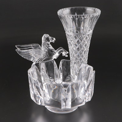 Waterford Crystal Pegasus Figurine with Other Vase and Bowl