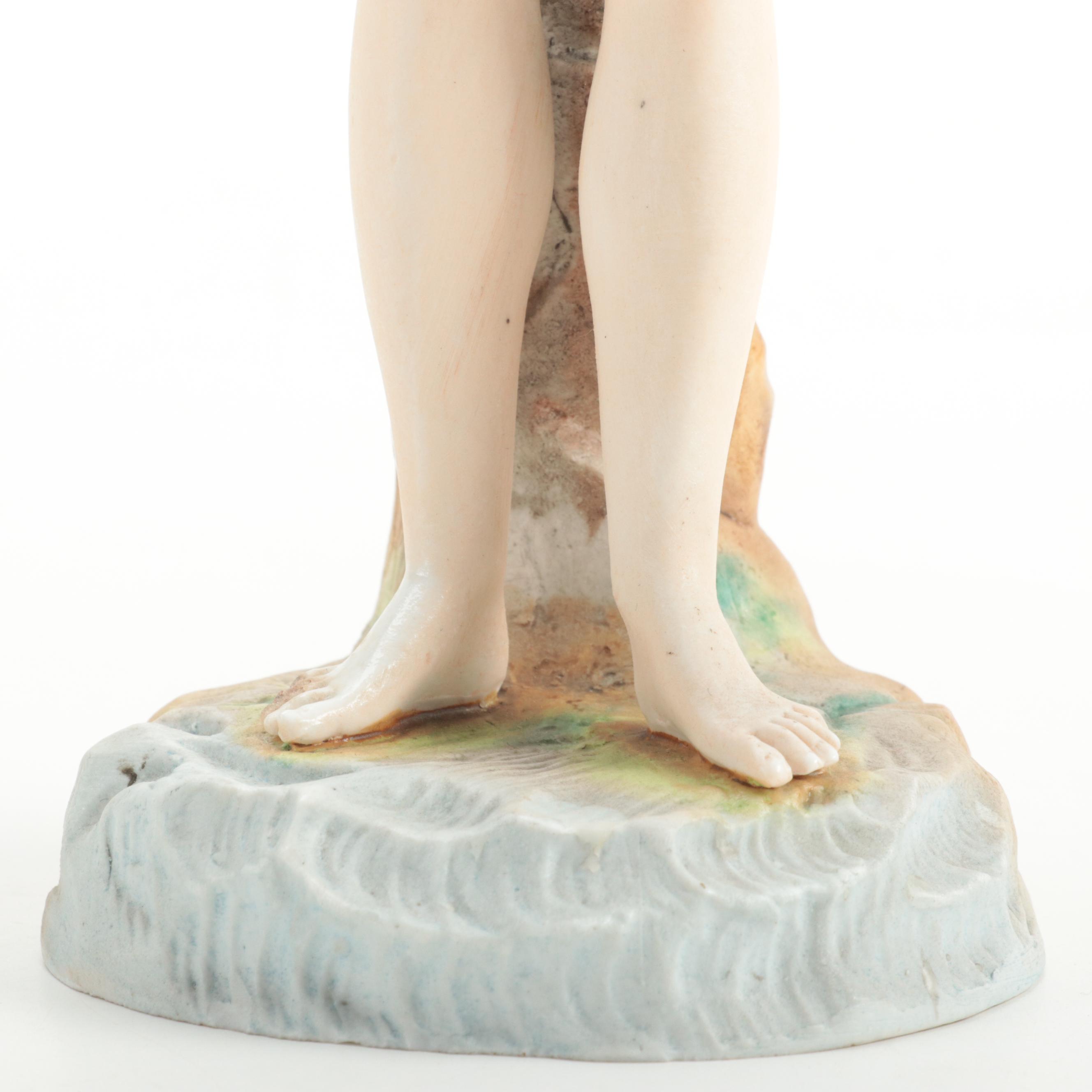 Late Victorian Painted Bisque Female Swimmer Figurine EBTH