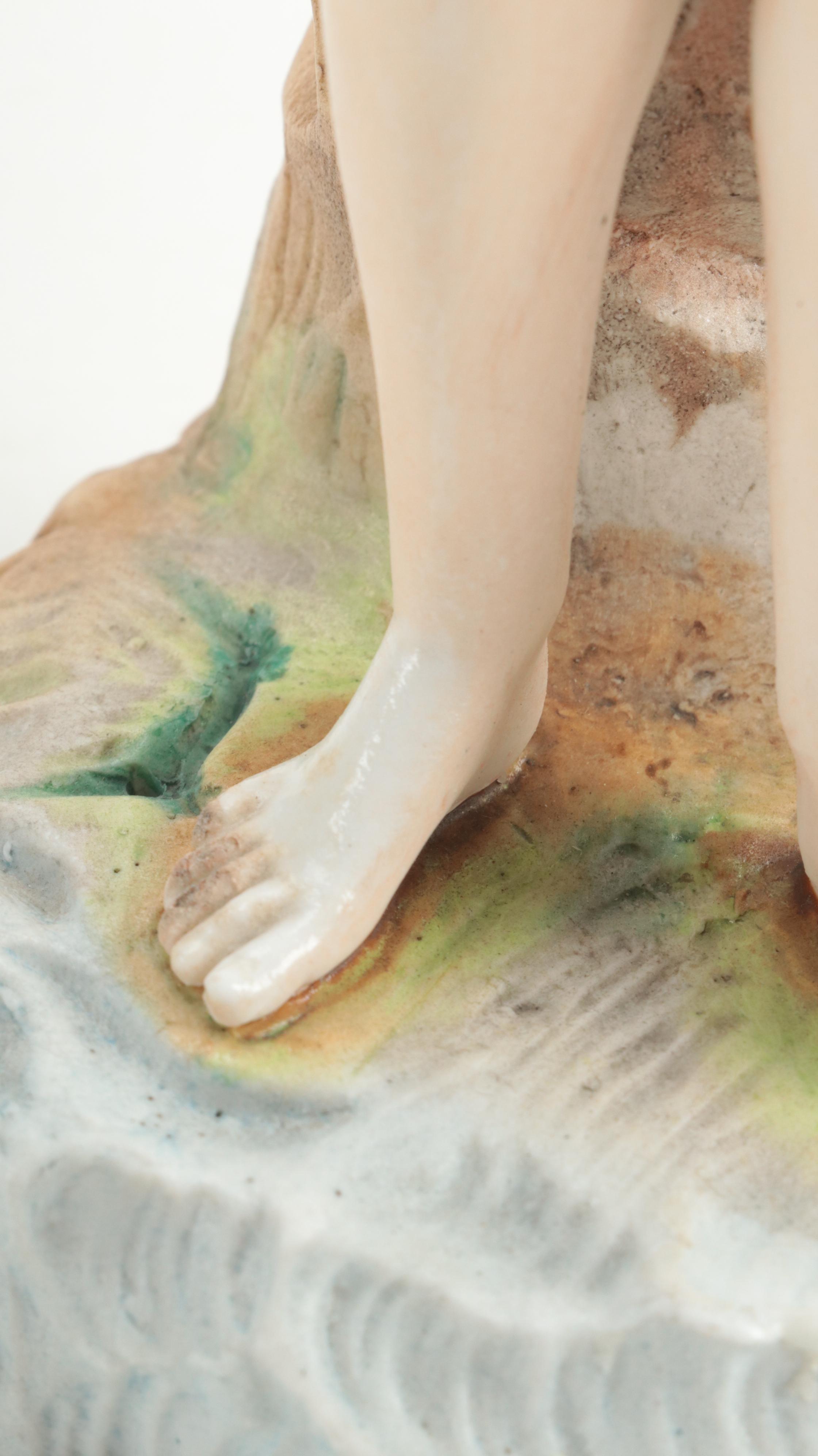 Late Victorian Painted Bisque Female Swimmer Figurine EBTH